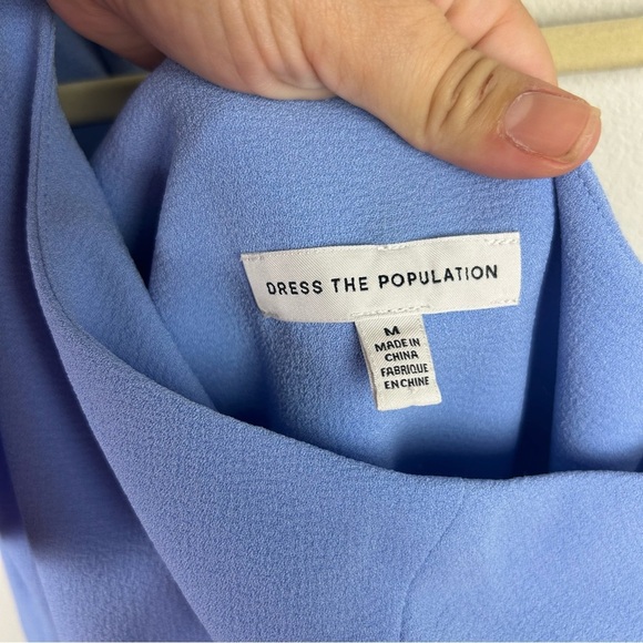 Dress the Population Tiffany Dress in Sky Asymmetrical midi length gown size: M - Picture 9 of 14